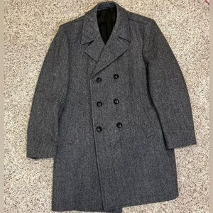 Vintage Stratojac Tweed Double Breasted herringbone wool jacket